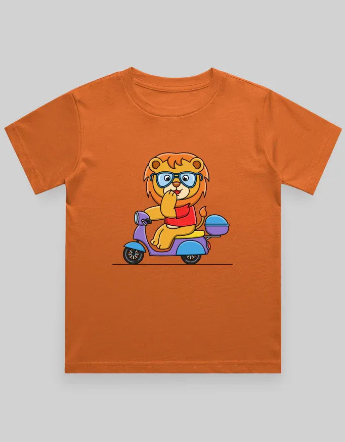 Lion on Scooter Graphic T-Shirt for Boys - Not So Suttle