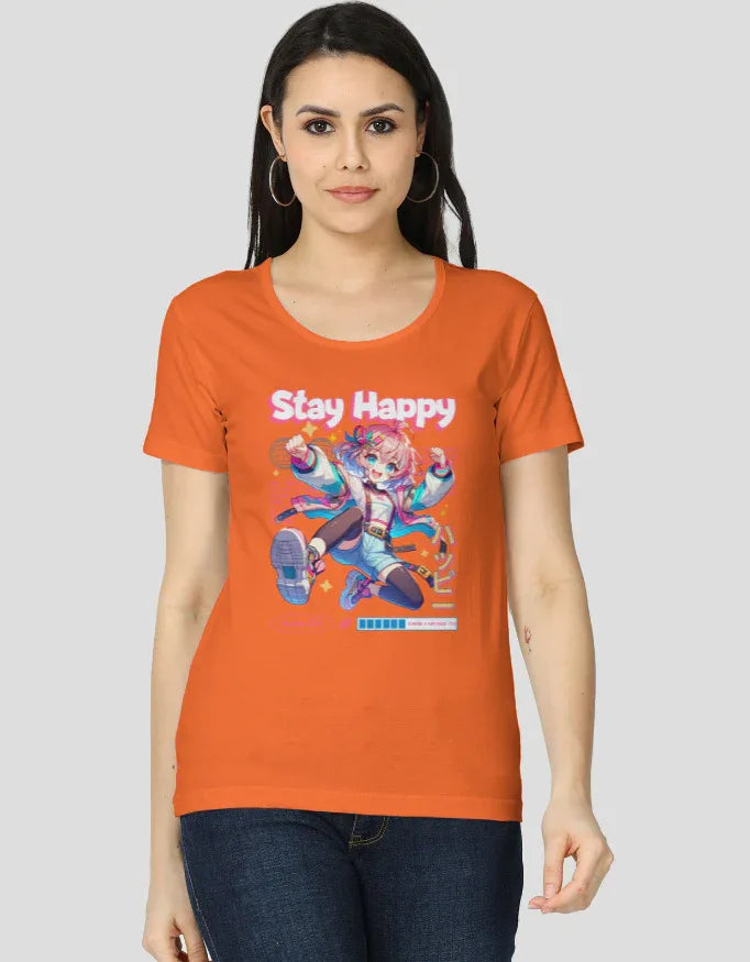 Stay Happy Graphic Classic T-Shirt for Women - Not So Suttle