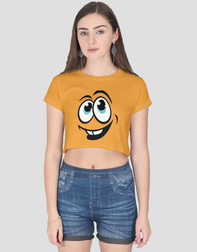 Smiley Graphic Crop Top for Women - Not So Suttle