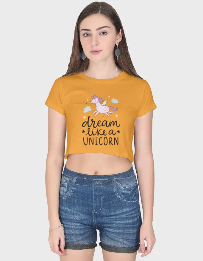 Dream Lika a Unicorn Graphic Crop Top for Women - Not So Suttle