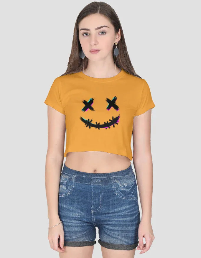 Monster Smile Graphic Crop Top for Women - Not So Suttle