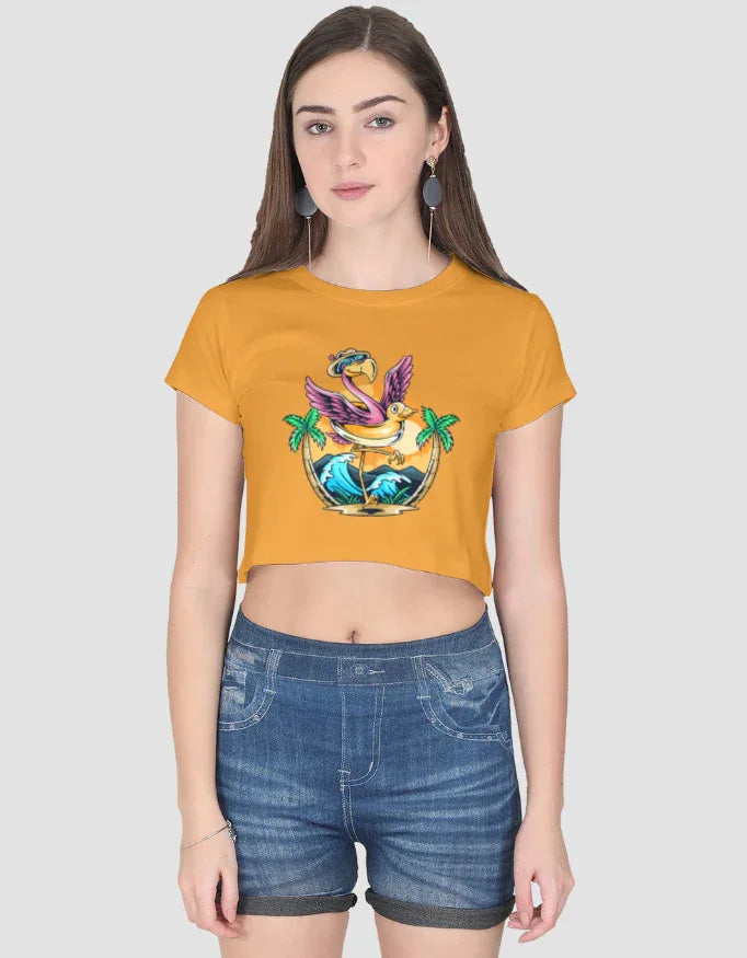 Flamingo Graphic Crop Top for Women - Not So Suttle