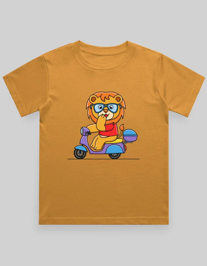 Lion on Scooter Graphic T-Shirt for Boys - Not So Suttle