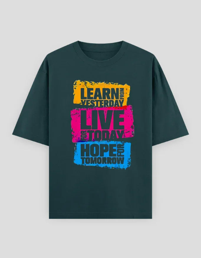 Learn Live Hope Graphic Oversized Classic T-Shirt for Men - Not So Suttle