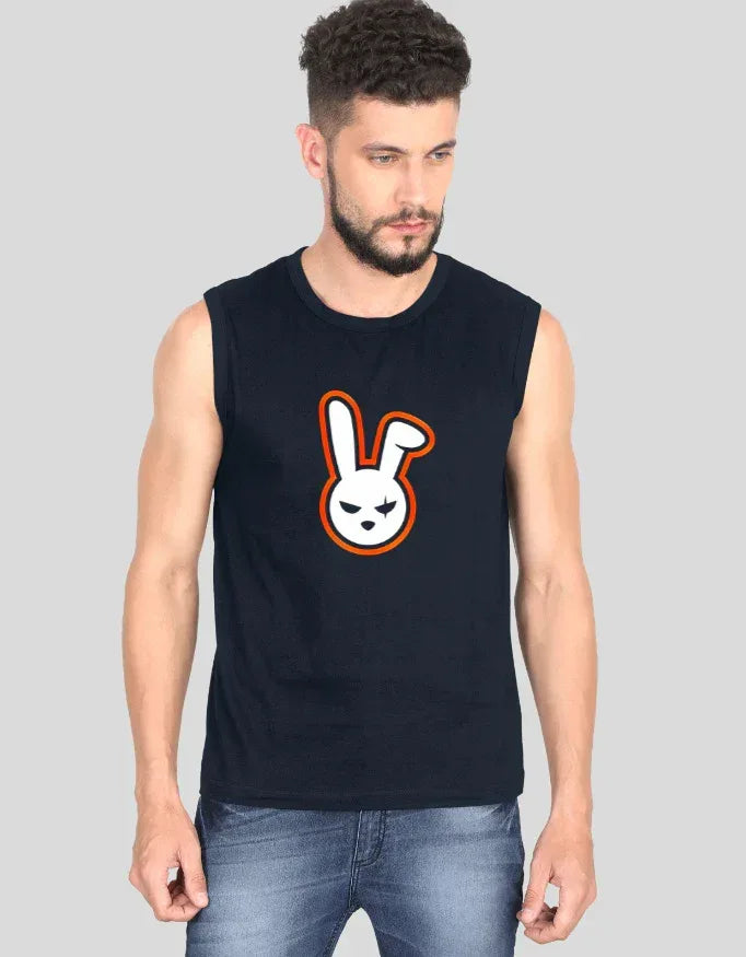 Angry Bunny Graphic Sleeveless T-Shirt for Men - Not So Suttle