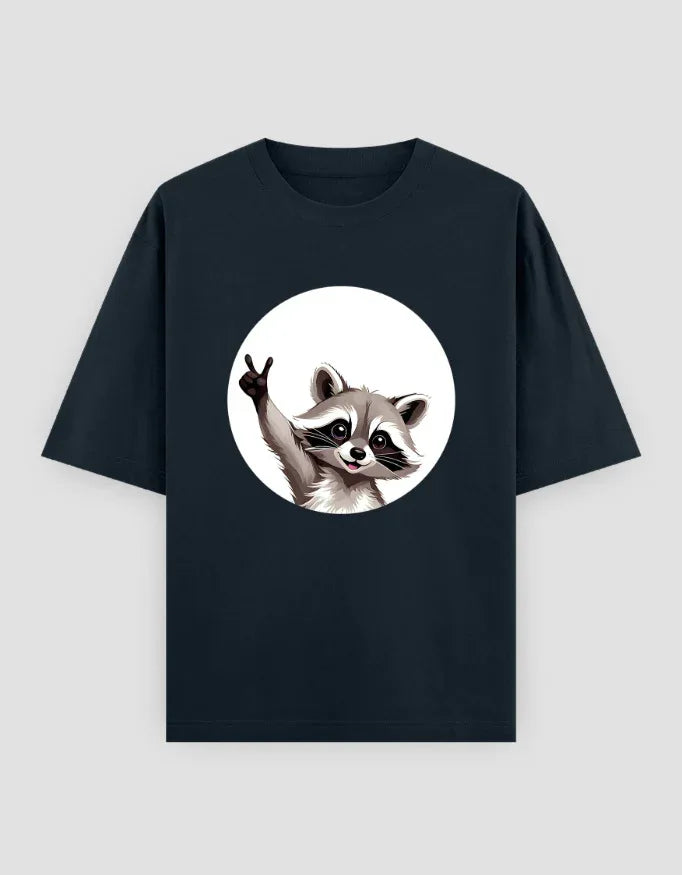 Racoon Graphic Oversized Classic T-Shirt for Men - Not So Suttle
