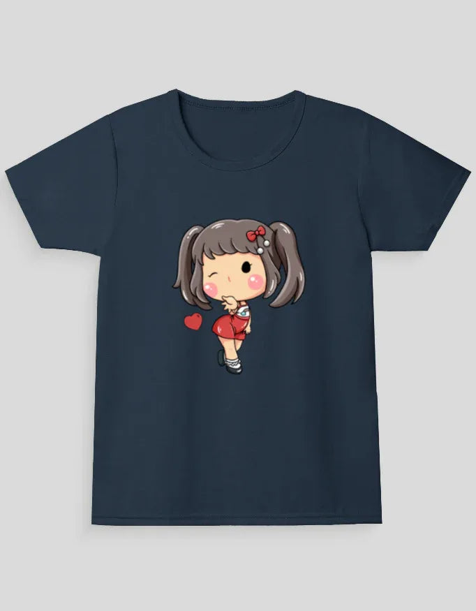 Girl Heart Graphic Neck T-Shirt for Girl's - Not So Suttle