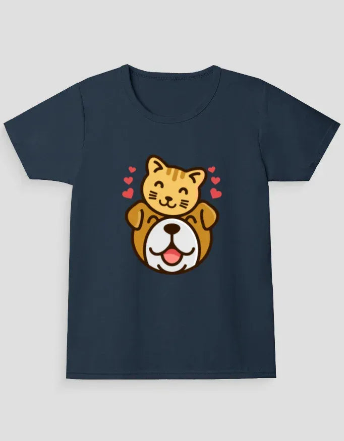 Cat and Dog Graphic T-Shirt for Girl's - Not So Suttle