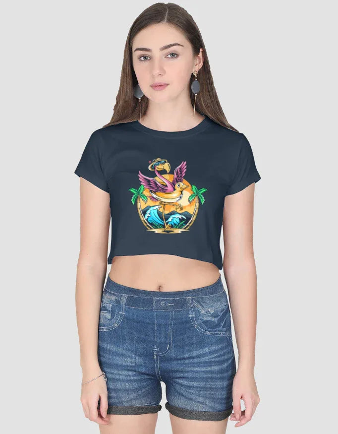 Flamingo Graphic Crop Top for Women - Not So Suttle