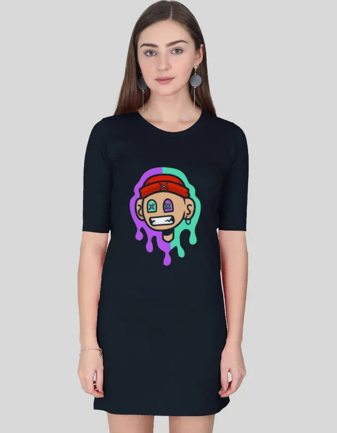 Pocker Face Graphic T-Shirt Dress for Women - Not So Suttle