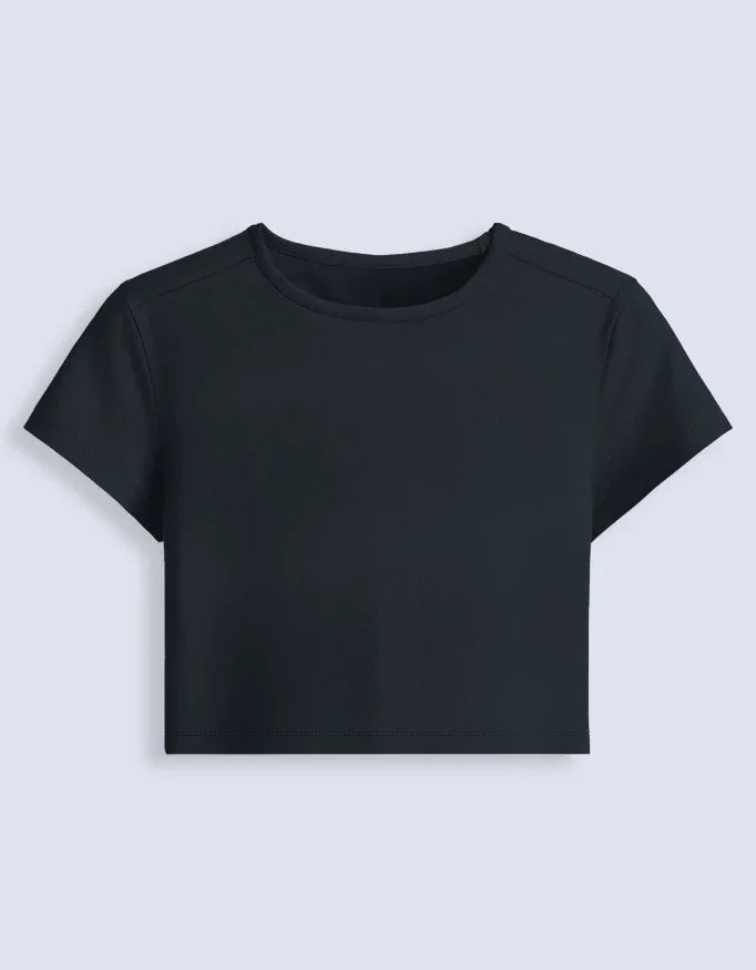Navy Blue Stretchable Crop Tee for Women - Not So Suttle