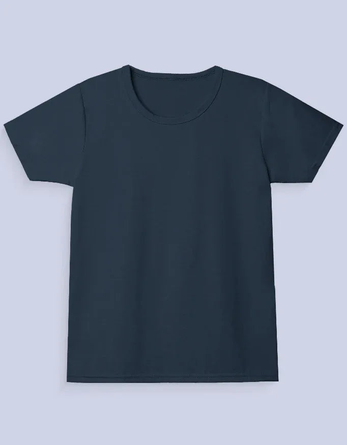 Girl's Crew Neck T-Shirt Navy Blue - Not So Suttle