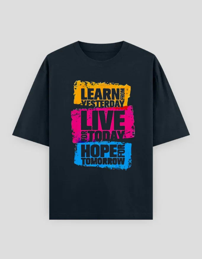 Learn Live Hope Graphic Oversized Classic T-Shirt for Men - Not So Suttle