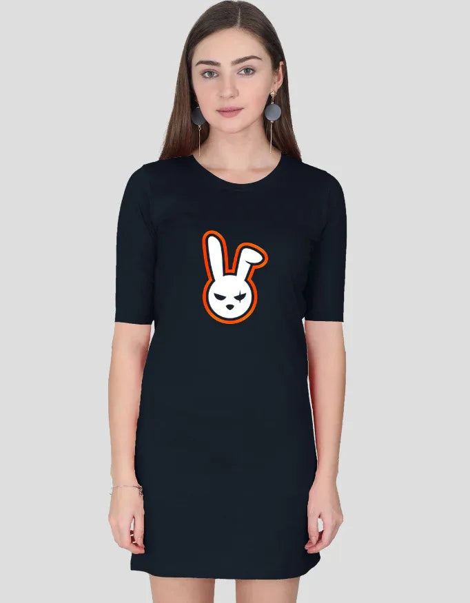 Angry Rabbit Graphic T-Shirt Dress for Women - Not So Suttle