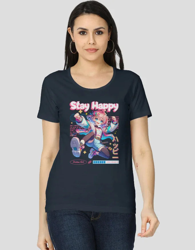 Stay Happy Graphic Classic T-Shirt for Women - Not So Suttle