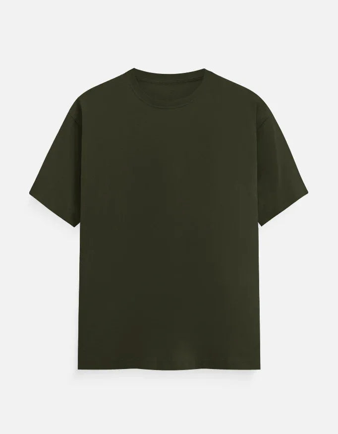 Solid Olive Green Plus Size Classic Crew T-Shirt for Men - Not So Suttle