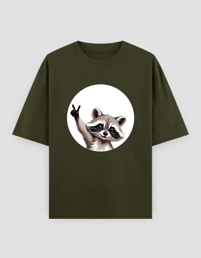 Racoon Graphic Oversized Classic T-Shirt for Men - Not So Suttle