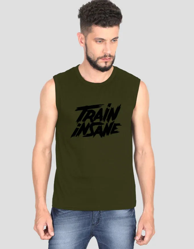 Train Insane Sleeveless Graphic T-Shirt for Men - Not So Suttle