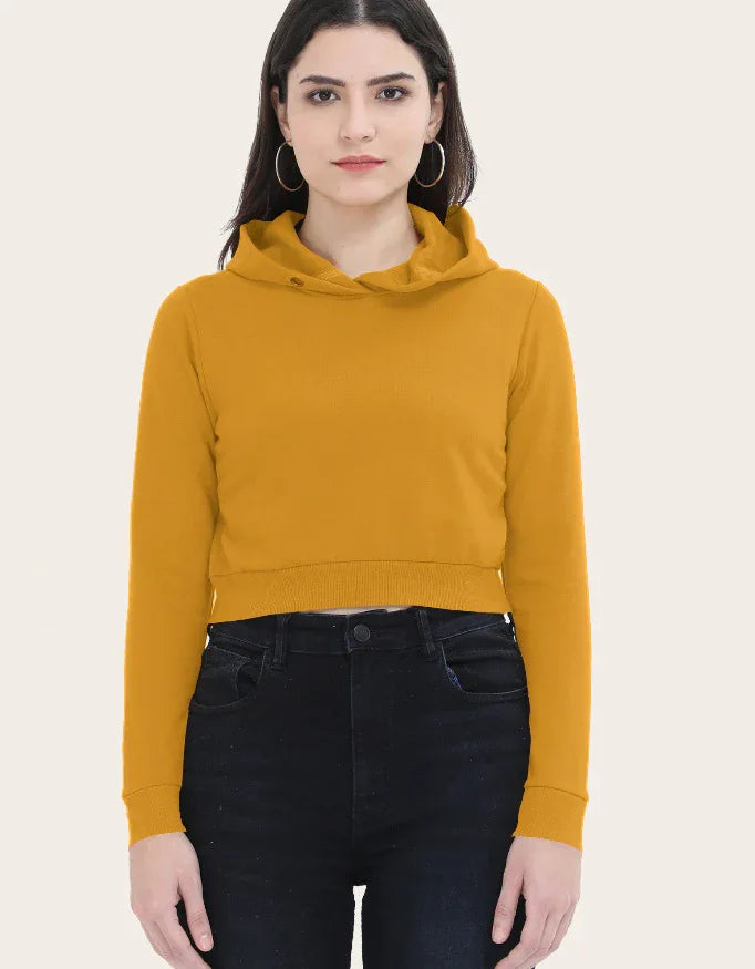 Female Cropped Hoodie Mustard Yellow - Not So Suttle