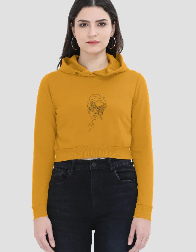 Sketch Graphic Cropped Hoodie for Women - Not So Suttle