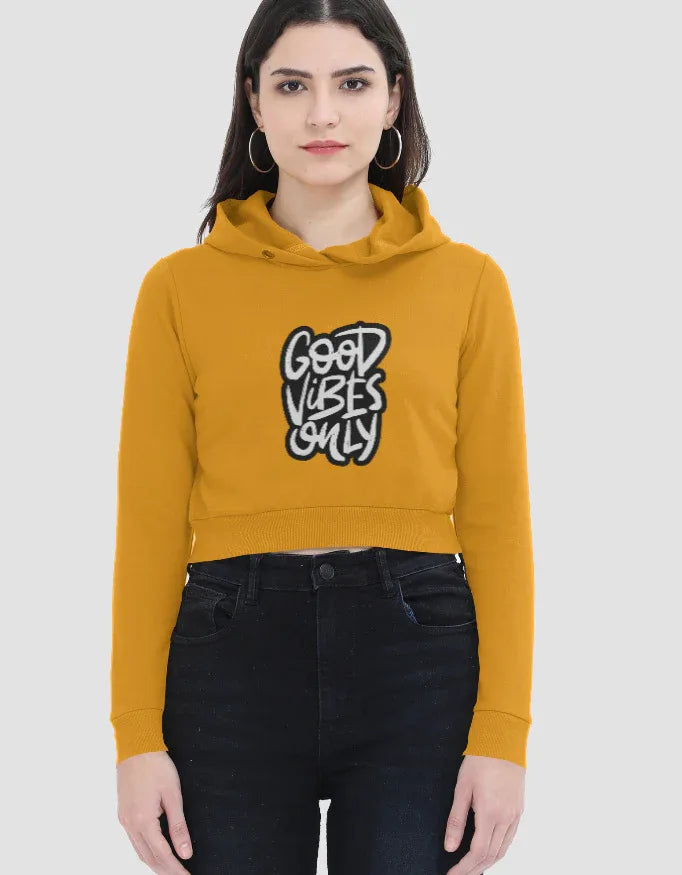 Good Vibes Only Graphic Cropped Hoodie for Women - Not So Suttle