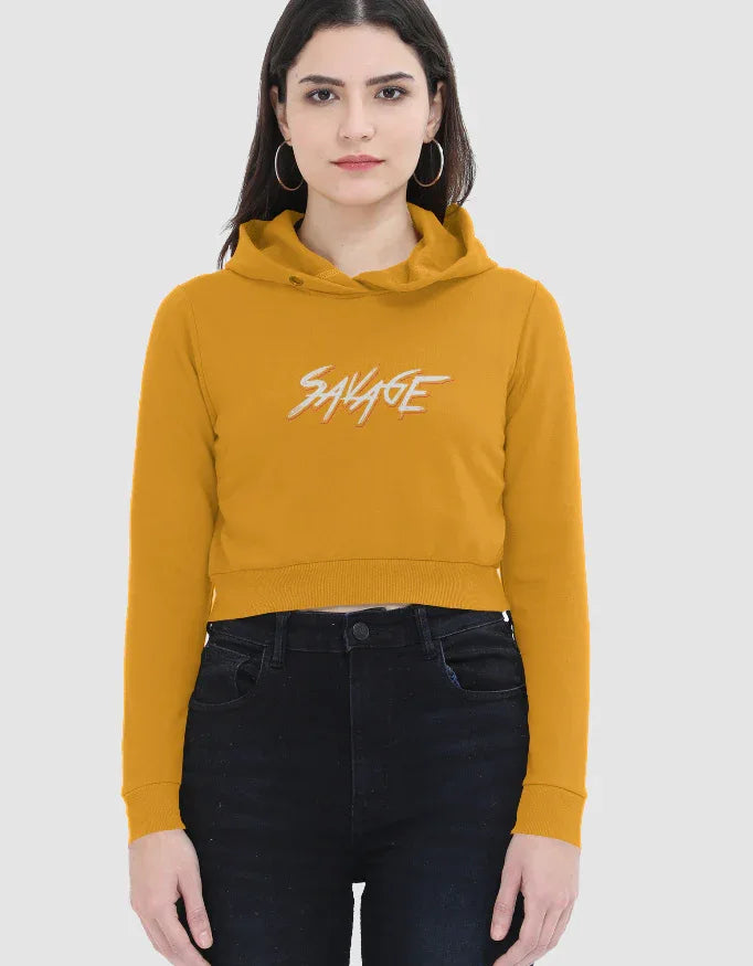 Savage Graphic Cropped Hoodie for Women - Not So Suttle
