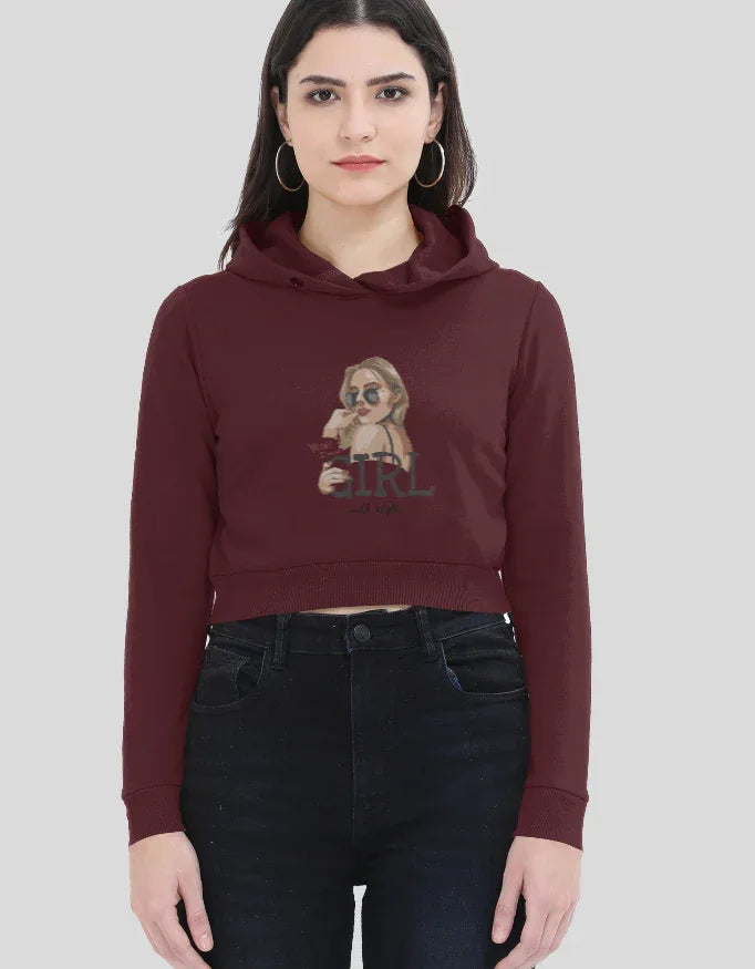 Girl With Style Graphic Cropped Hoodie for Women - Not So Suttle