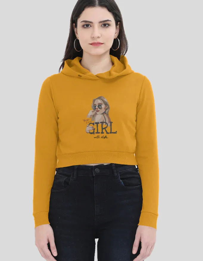 Girl With Style Graphic Cropped Hoodie for Women - Not So Suttle