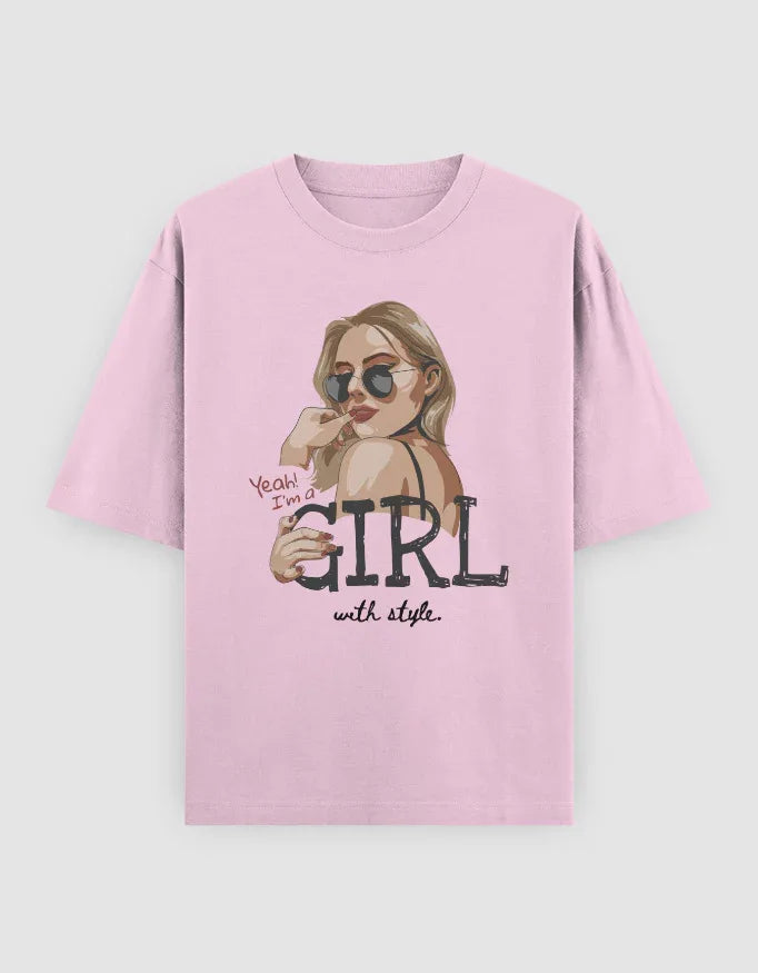 Girl With Style Graphic Oversized Classic T-Shirt for Women - Not So Suttle