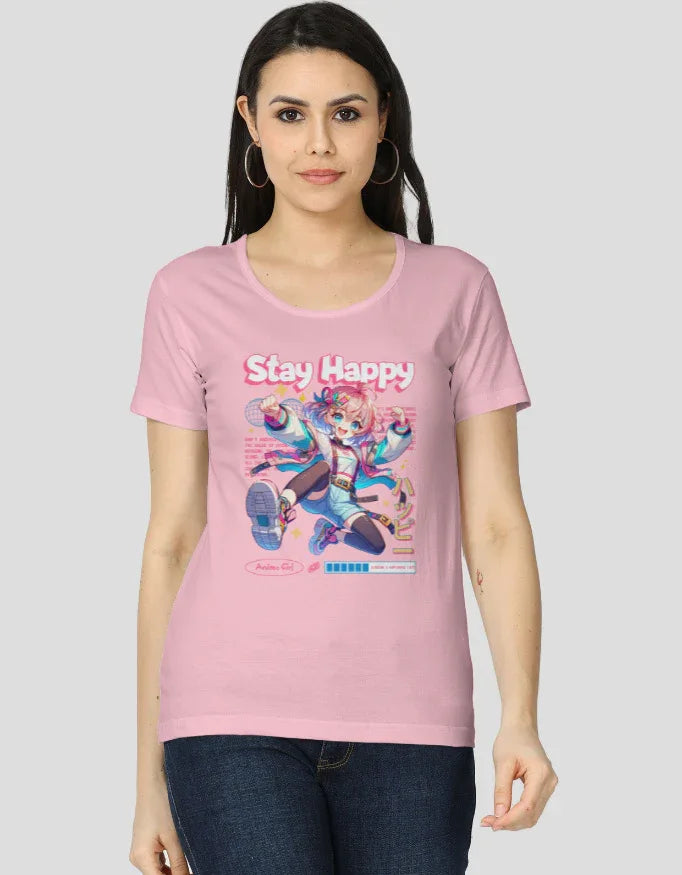 Stay Happy Graphic Classic T-Shirt for Women - Not So Suttle