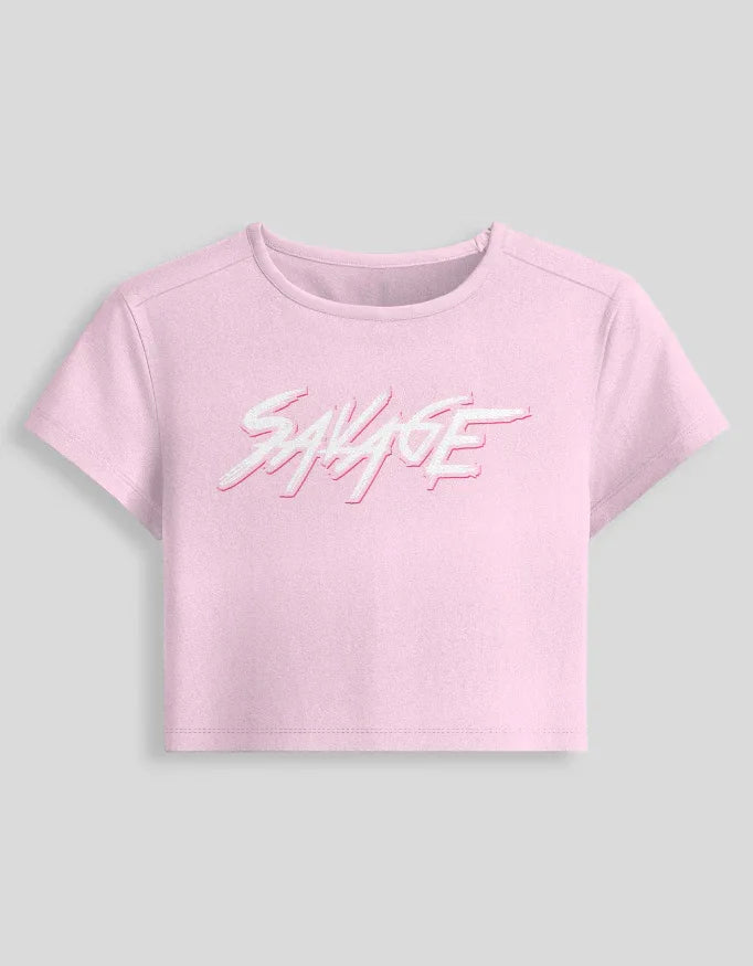 Savage Graphic body-hugging fit Baby Tee for Women - Not So Suttle