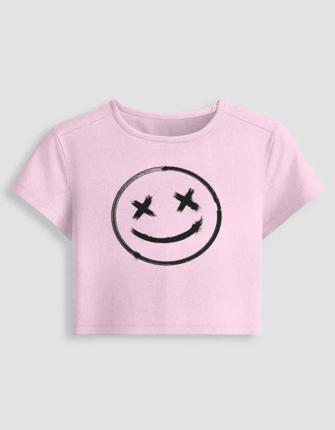 Smile Graphic body-hugging fit Baby Tee for Women - Not So Suttle