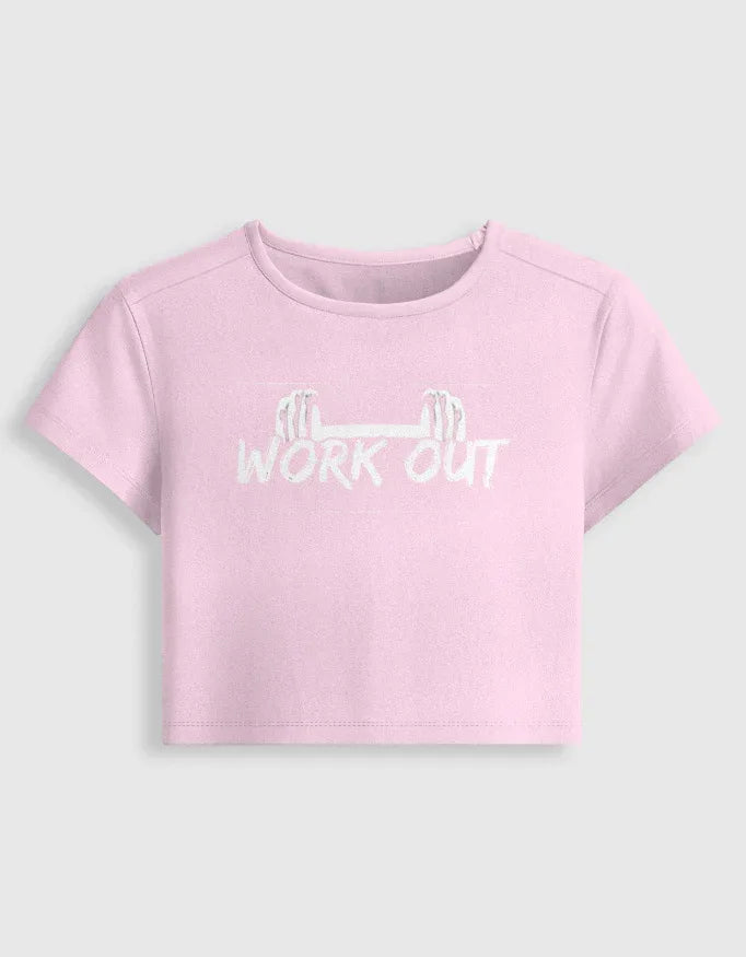 Workout Graphic body-hugging fit Baby Tee for Women - Not So Suttle