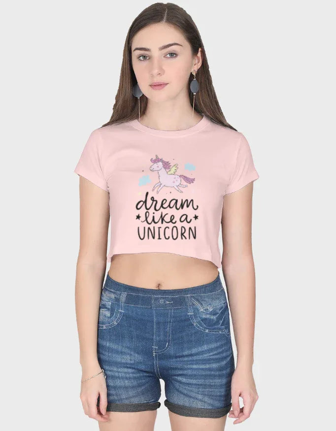Dream Lika a Unicorn Graphic Crop Top for Women - Not So Suttle