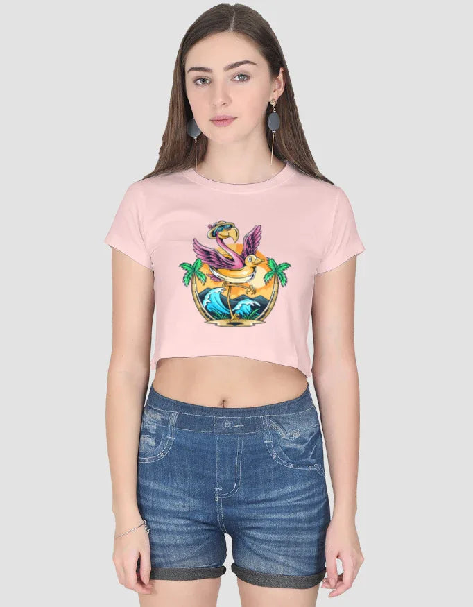 Flamingo Graphic Crop Top for Women - Not So Suttle