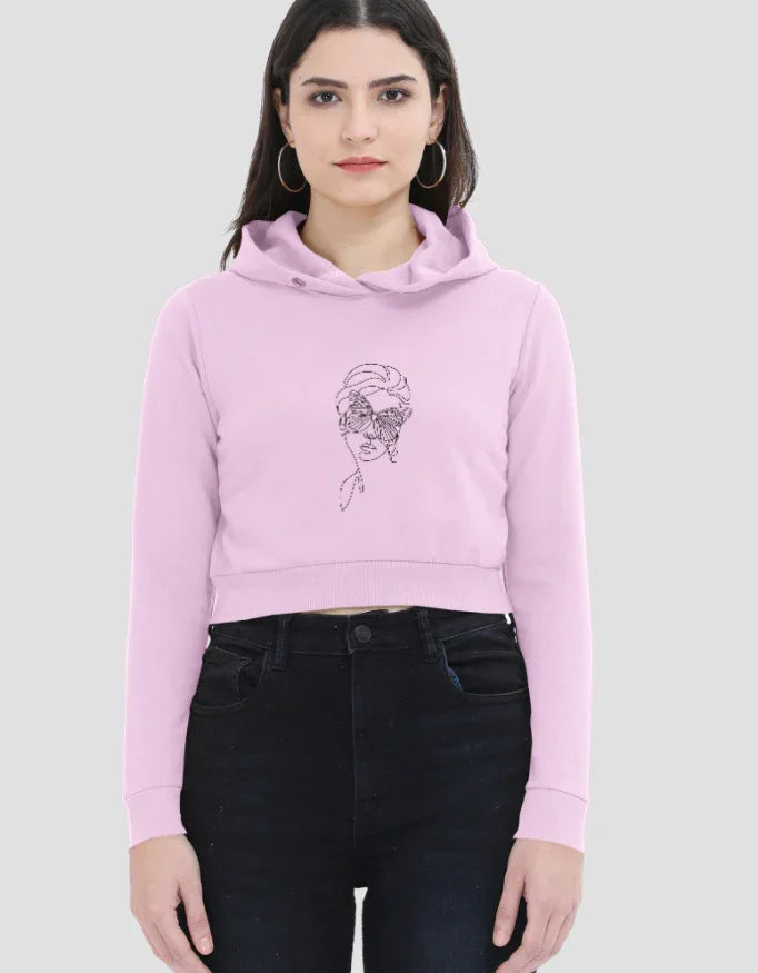 Sketch Graphic Cropped Hoodie for Women - Not So Suttle