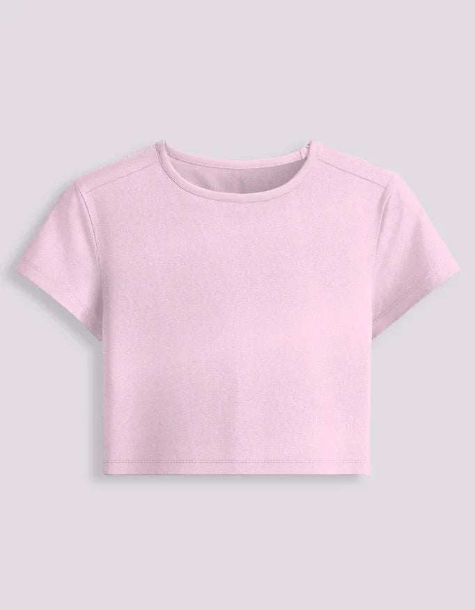 Baby Pink Stretchable Crop Tee for Women - Not So Suttle