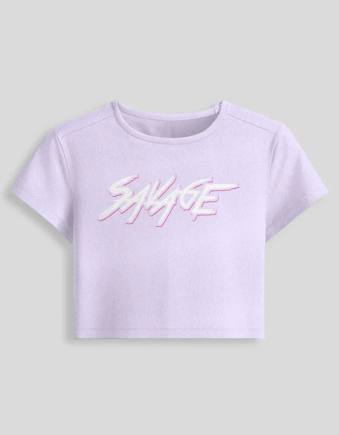 Savage Graphic body-hugging fit Baby Tee for Women - Not So Suttle