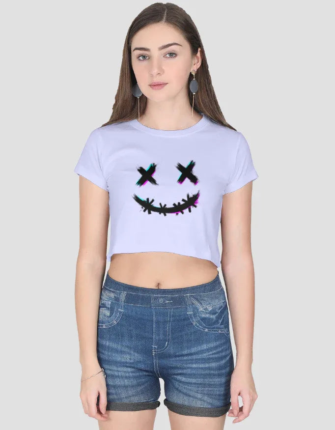 Monster Smile Graphic Crop Top for Women - Not So Suttle