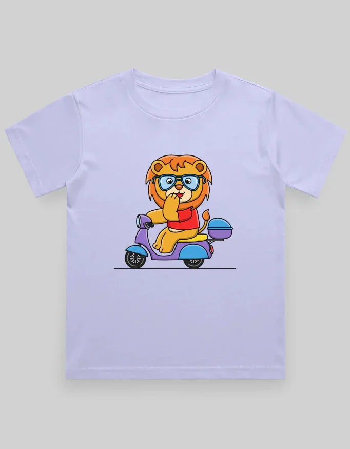 Lion on Scooter Graphic T-Shirt for Boys - Not So Suttle