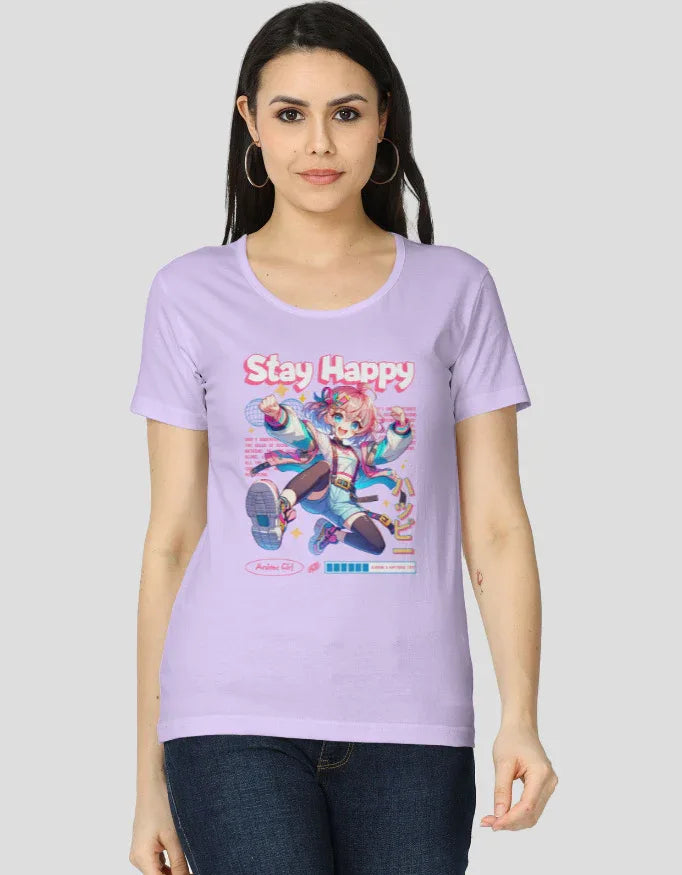 Stay Happy Graphic Classic T-Shirt for Women - Not So Suttle