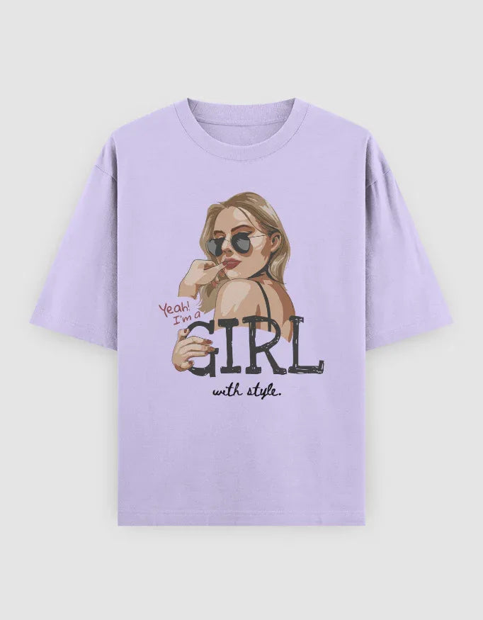 Girl With Style Graphic Oversized Classic T-Shirt for Women - Not So Suttle