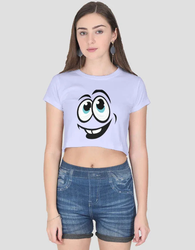 Smiley Graphic Crop Top for Women - Not So Suttle