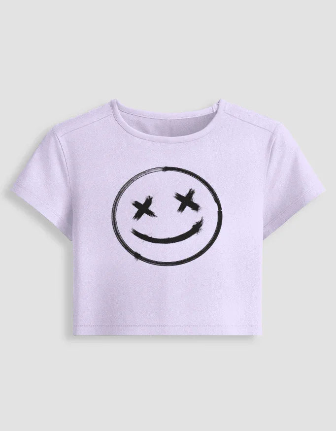 Smile Graphic body-hugging fit Baby Tee for Women - Not So Suttle