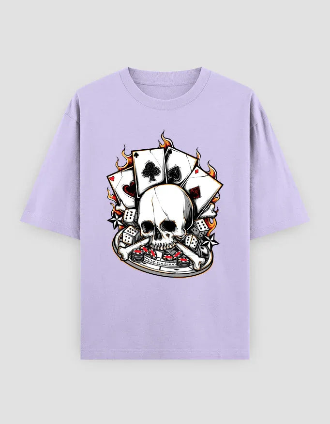 Poker Skull Graphic Oversized Classic T-Shirt for Men - Not So Suttle