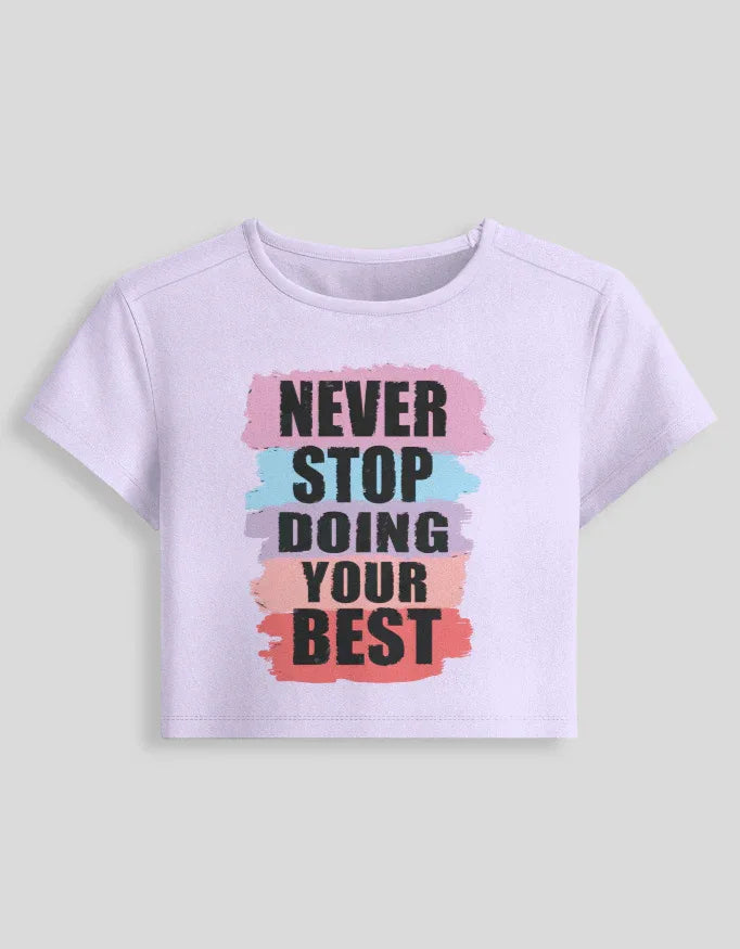 Never Stop Graphic body-hugging fit Baby Tee for Women - Not So Suttle