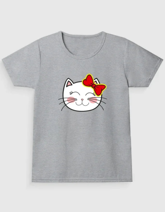 Kitty Crew Neck T-Shirt for Girl's - Not So Suttle