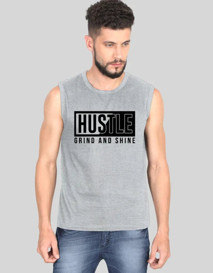 Hustle Graphic Sleeveless T-Shirt for Men - Not So Suttle