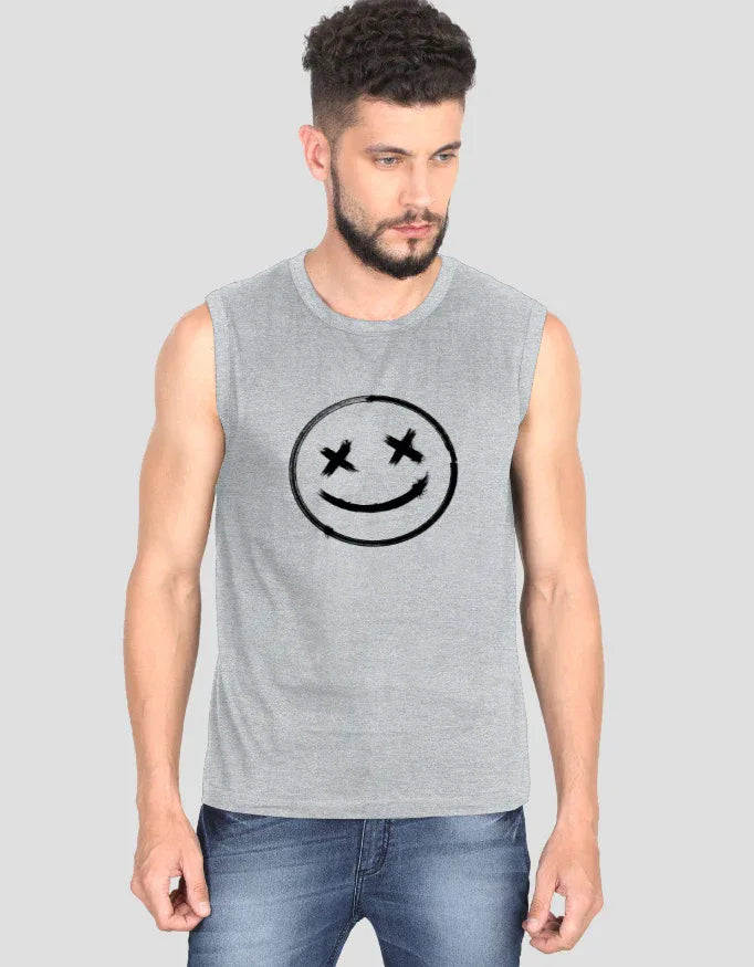 Smile Graphic Sleeveless T-Shirt for Men - Not So Suttle