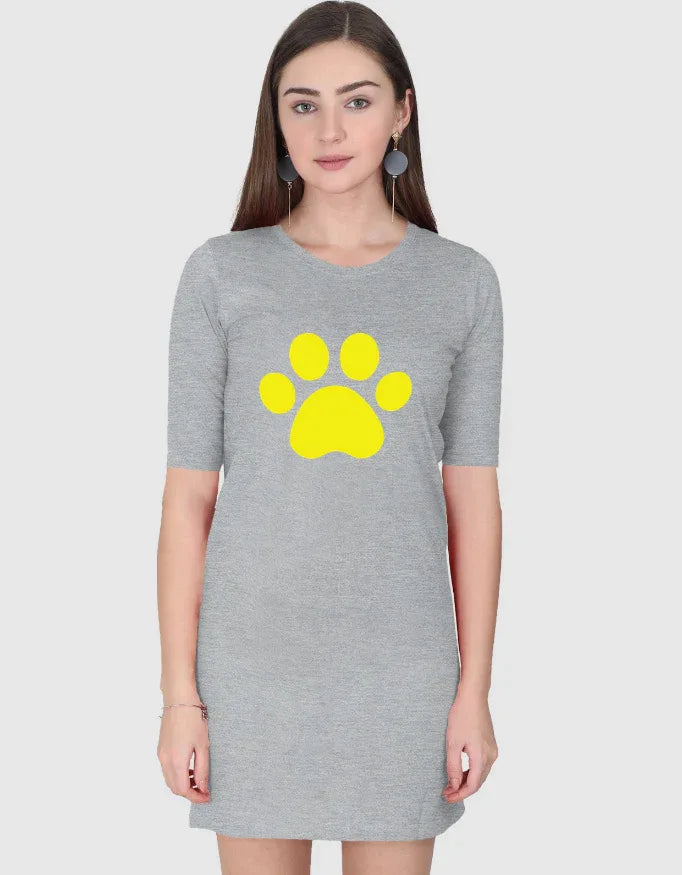 Yellow Paws Graphic T-Shirt Dress for Women - Not So Suttle